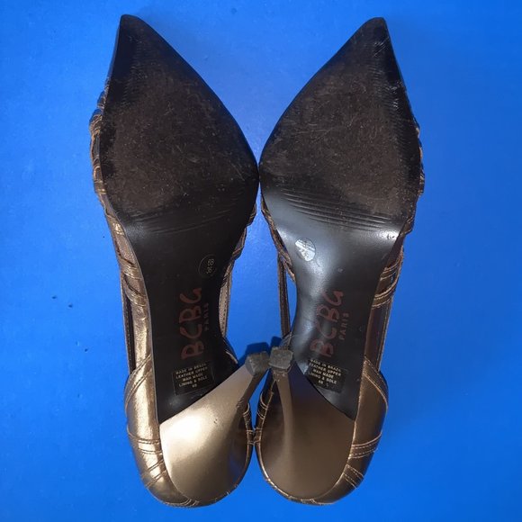 BCBG Gold Pointed Toe High Heel Pump Shoes Size 6B - Picture 5 of 5